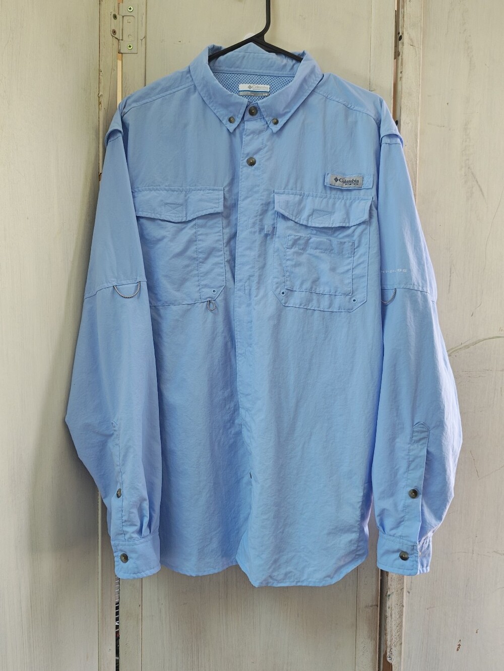Columbia Men’s Light Blue Performance Long-Sleeve Fishing Shirt Large